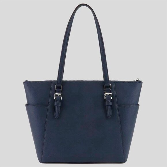 S Michael Kors Charlotte Large Tote Navy Saffiano Leather 35TOSCFT7L $448 - Picture 8 of 11